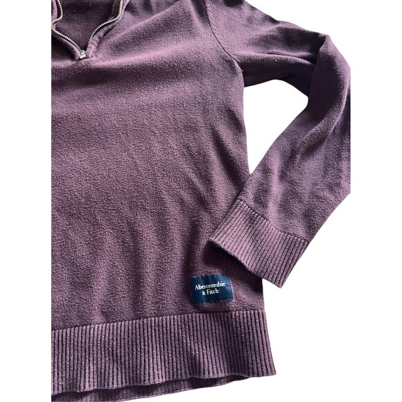 Abercrombie Fitch  Soft A&F  Sweater Cotton Cashmere Purple Polo Collar S - Picture 5 of 8